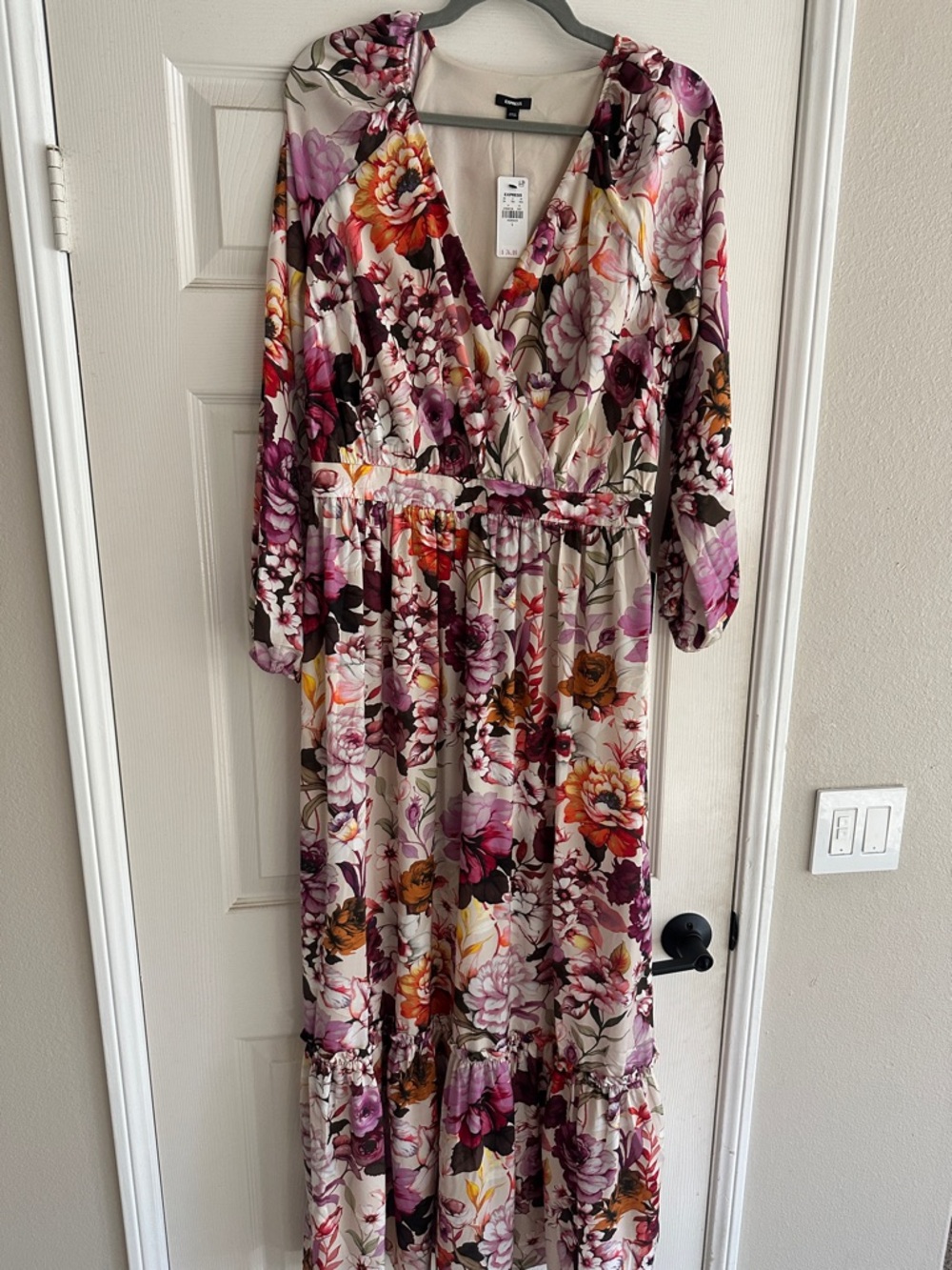Express Floral Maxi Dress in Pink, Burgundy & Orange